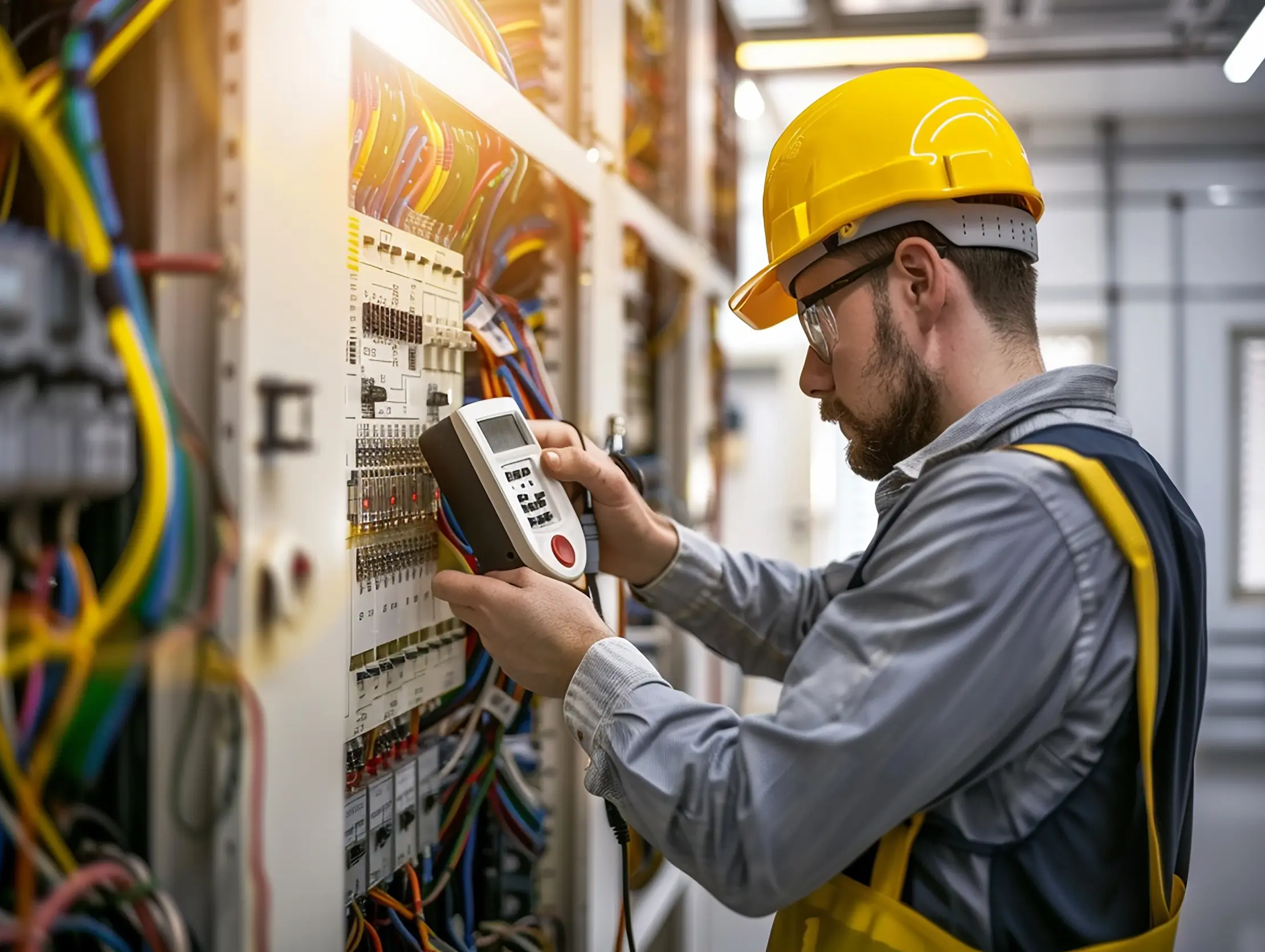 electrical engineer-using digital multimeter